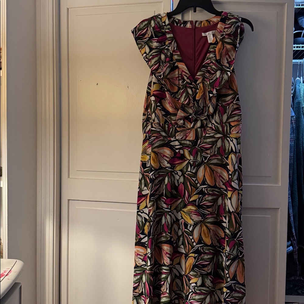 London Times Multicolor Leaf Print Dress